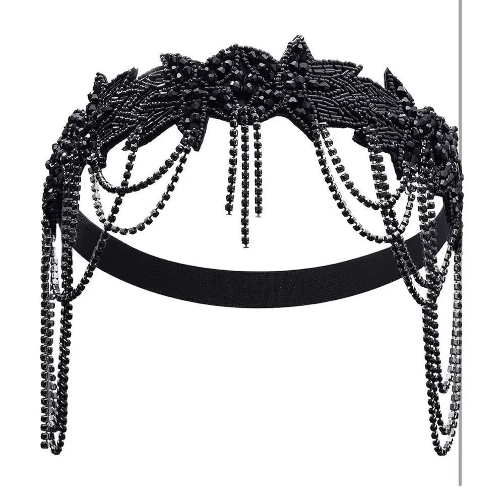NWT 1920s Beaded Rhinestone Headband Flapper Gatsby